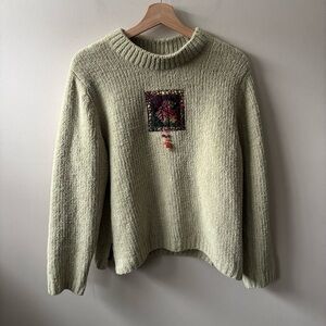 Savannah Grandmacore Cozy Knit Sweater with Embroidered Patch